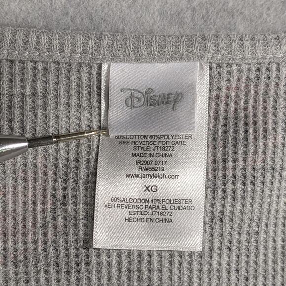 Disney Mickey Mouse Women's XL Thermal Shirt Gray Waffle Knit Thumb Holes - Picture 6 of 16